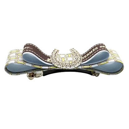 Stirrup Horse Shoe Vintage Silk Necktie Hair Clip