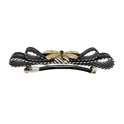 Horsebit Dragonfly Silk Necktie Hair Clip