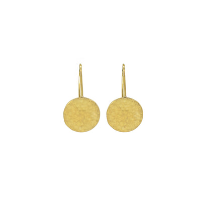 Hammered Disc Brass Drop Earrings for Men & Women | Njiwa