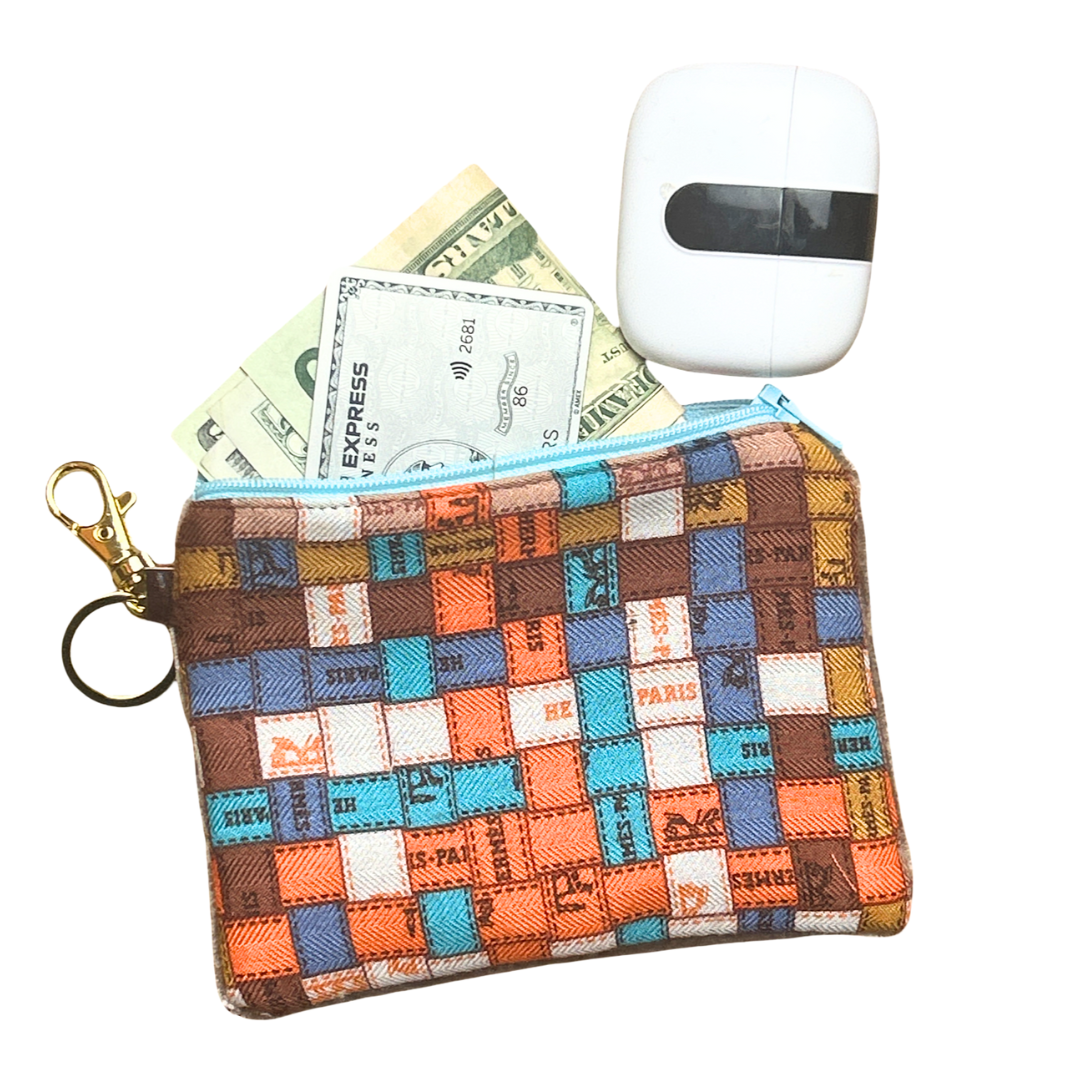 Bolduc Au Carre Vintage Cashmere & Silk Scarf Coffee Run Keychain Bag