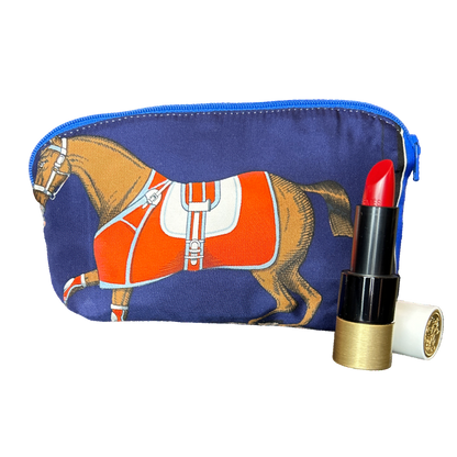 Couvertures et Tenues du Jour Blue Vintage Silk Scarf Beauty Bag