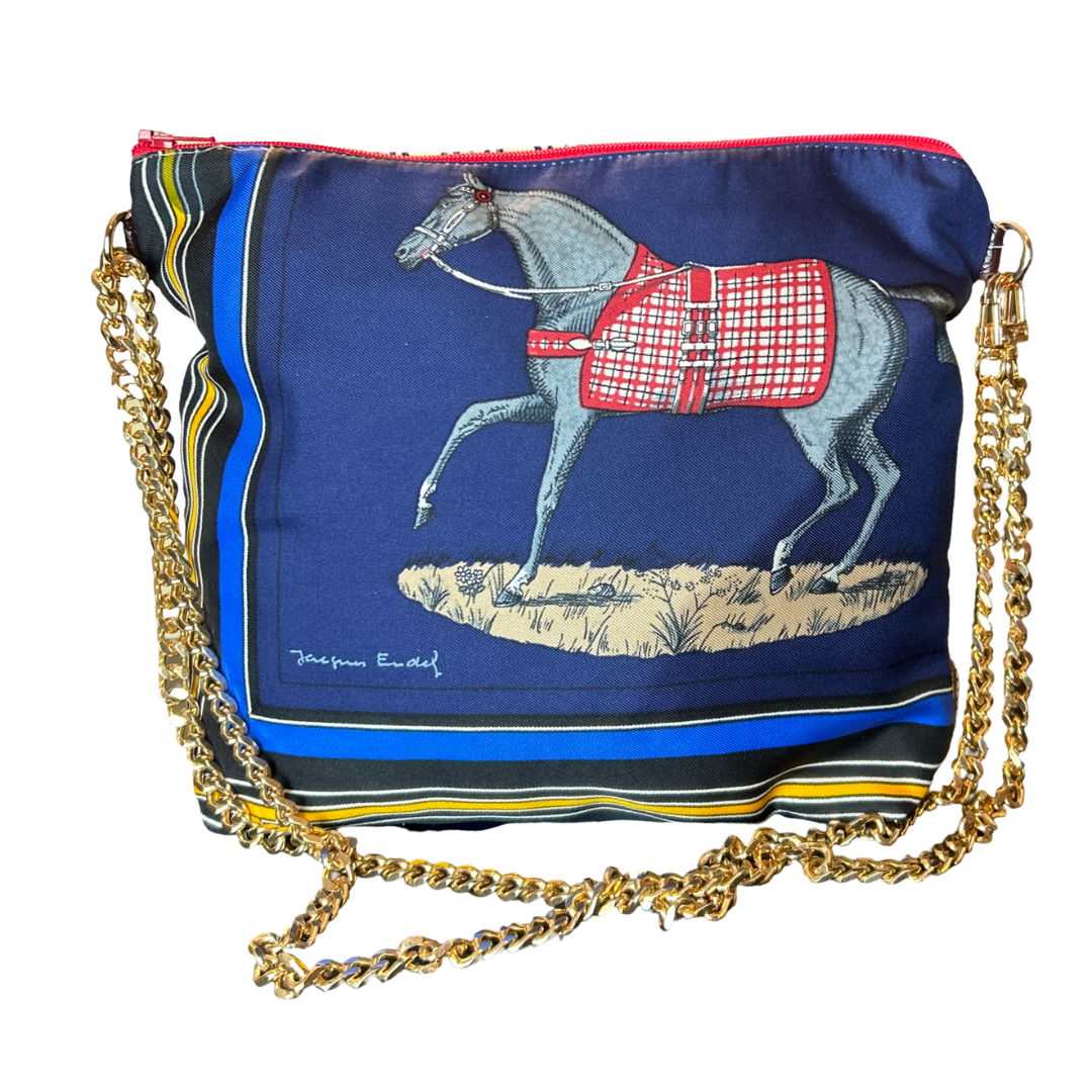 Couvertures et Tenues du Jour Blue Vintage Scarf Crossbody Bag