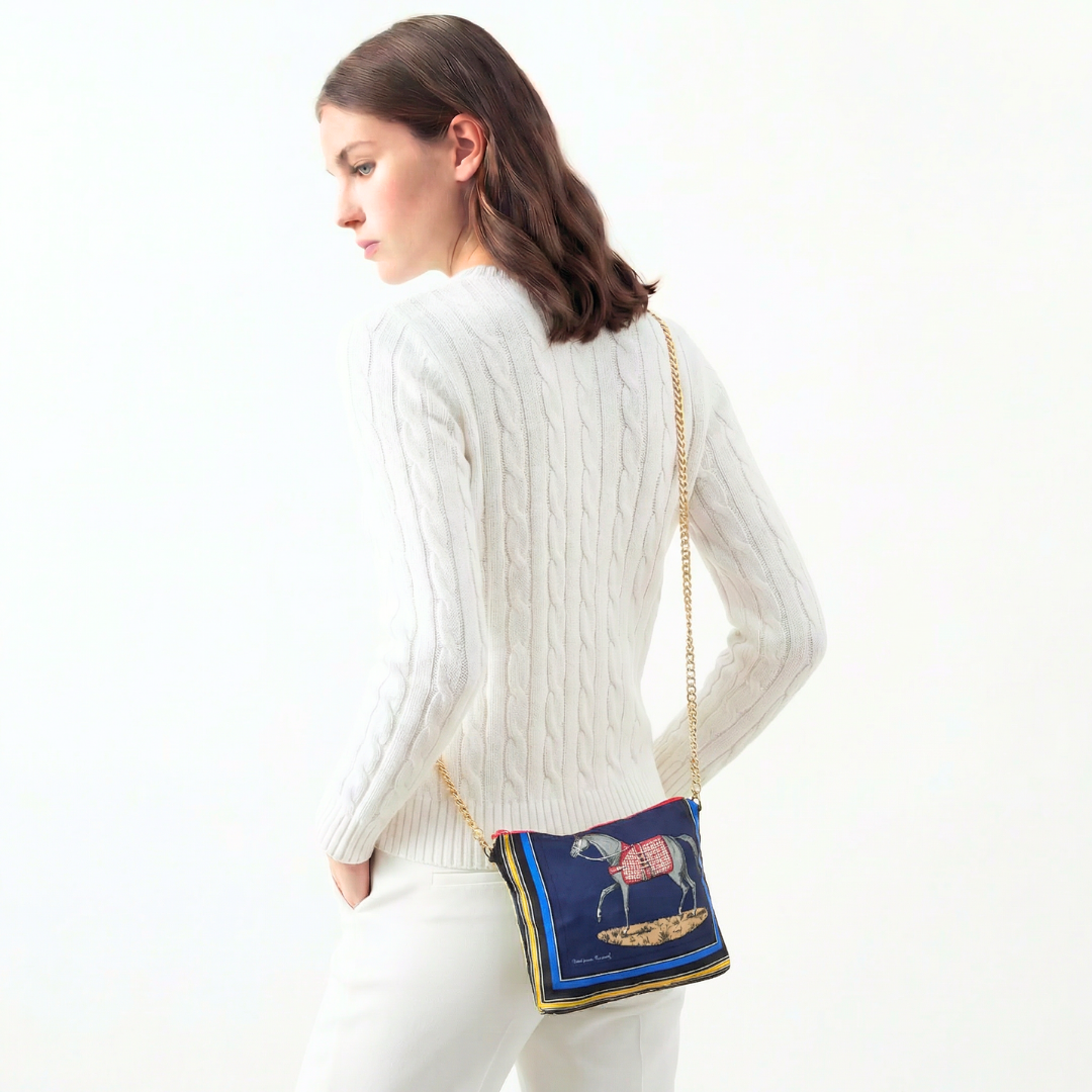 Couvertures et Tenues du Jour Blue Vintage Scarf Crossbody Bag