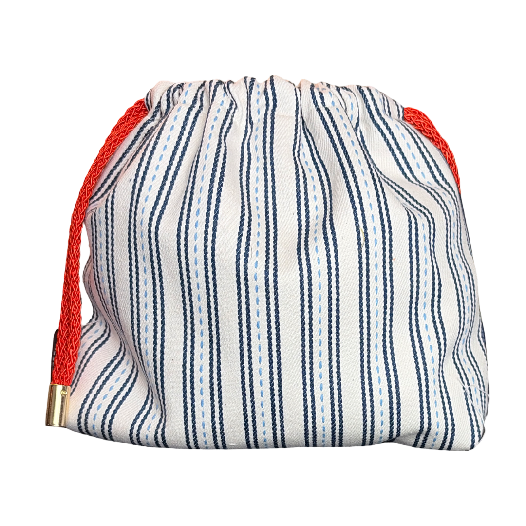 Couvertures et Tenues du Jour Blue Vintage Silk Scarf Drawstring Crossbody Bag