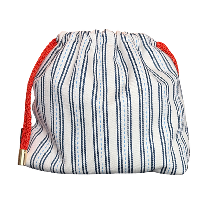 Couvertures et Tenues du Jour Blue Vintage Silk Scarf Drawstring Crossbody Bag