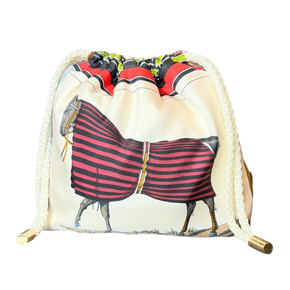 Couvertures et Tenues du Jour Ivory Vintage Silk Scarf Drawstring Crossbody Bag