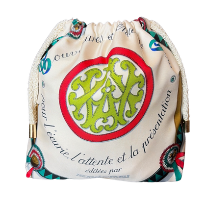 Couvertures et Tenues du Jour Ivory Vintage Silk Scarf Drawstring Crossbody Bag