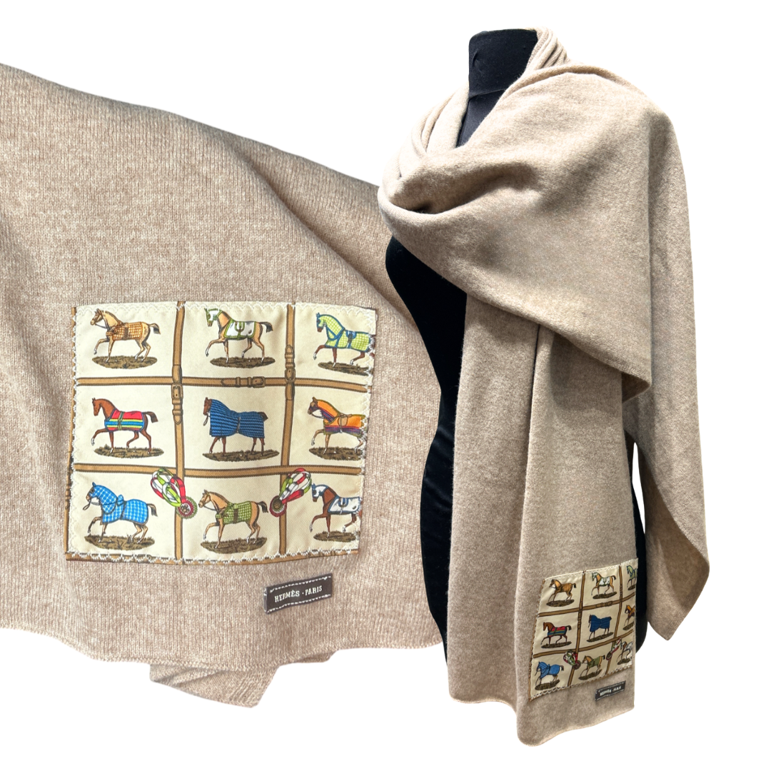 Petits Chevaux Vintage Silk Scarf & Cashmere Shawl