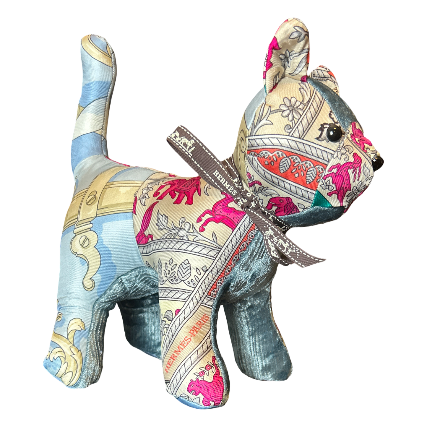 Chasse en Inde Vintage Silk Scarf Charming Kitten