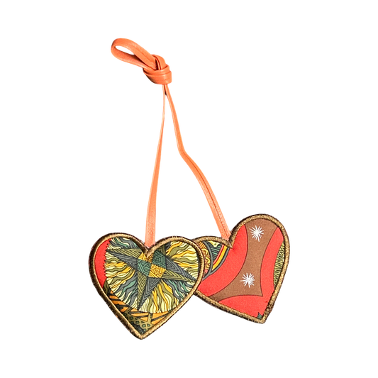 Roy Soleil Scarf Double Heart Bag Charm
