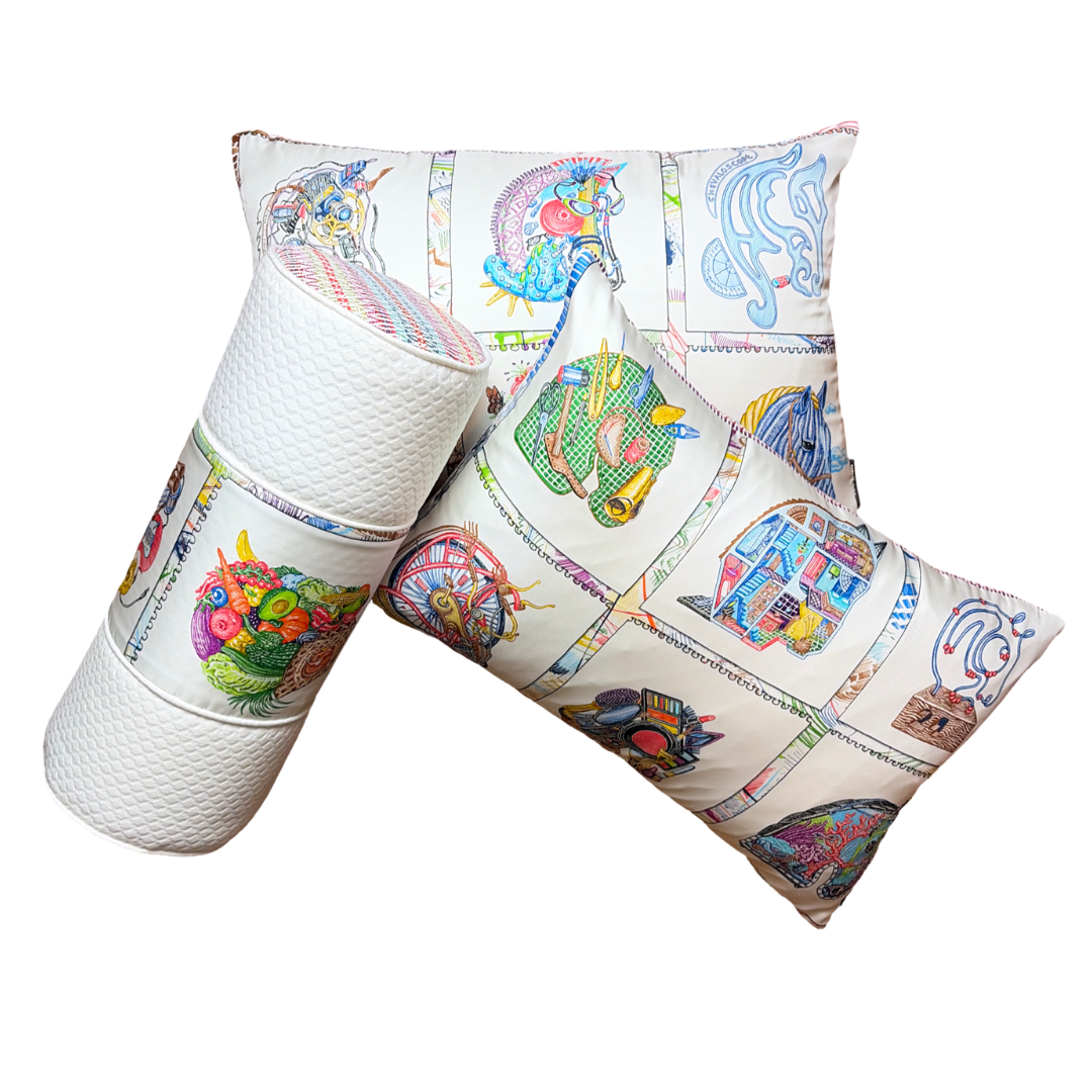 Chevaloscope Vintage Silk Scarf Pillows