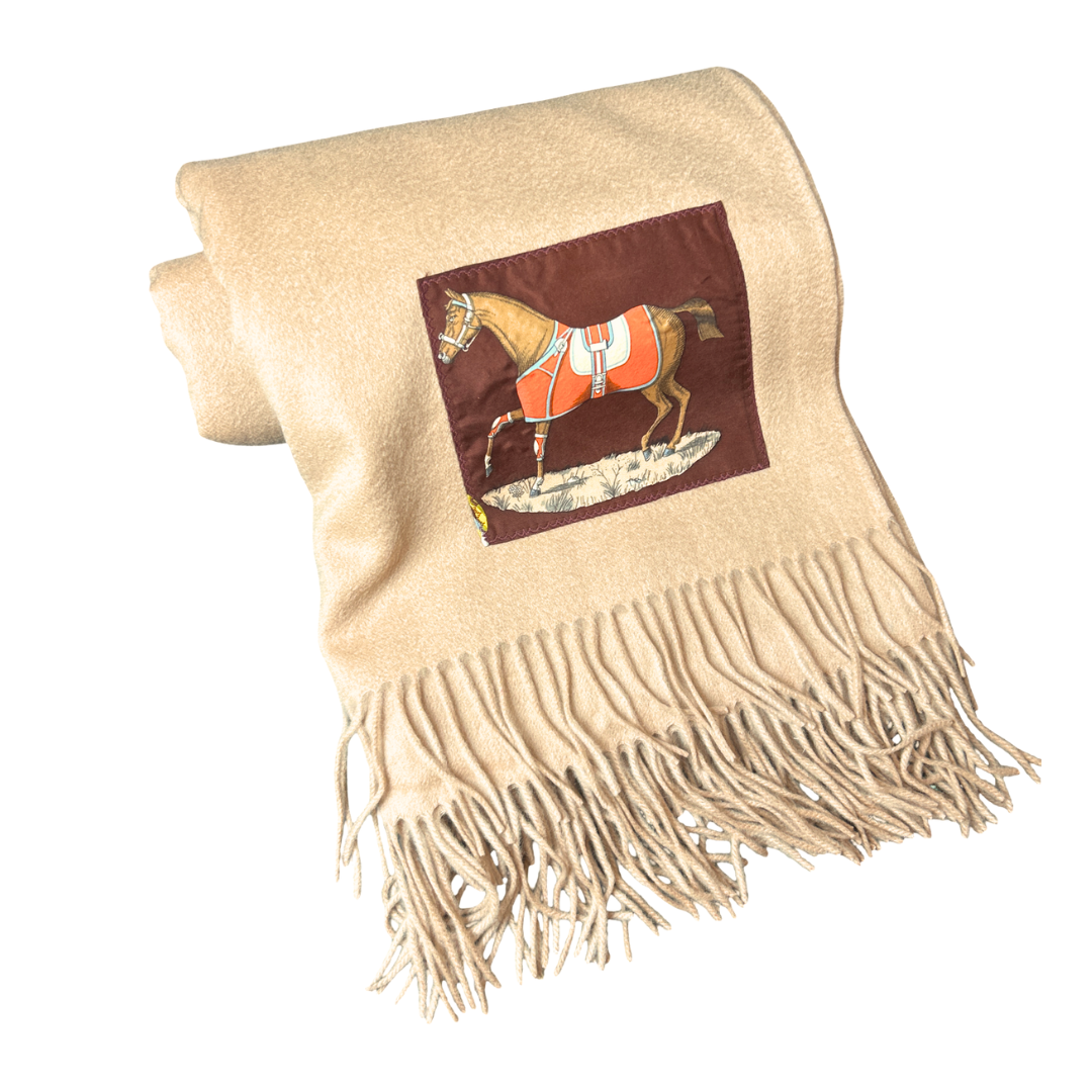 Couvertures et Tenues du Jour Vintage Silk Scarf & Cashmere Throw Blanket