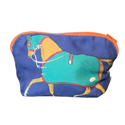 Couvertures et Tenues du Jour Blue Vintage Silk Scarf Beauty Bag