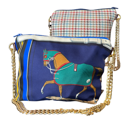 Couvertures et Tenues du Jour Blue Vintage Scarf Crossbody Bag