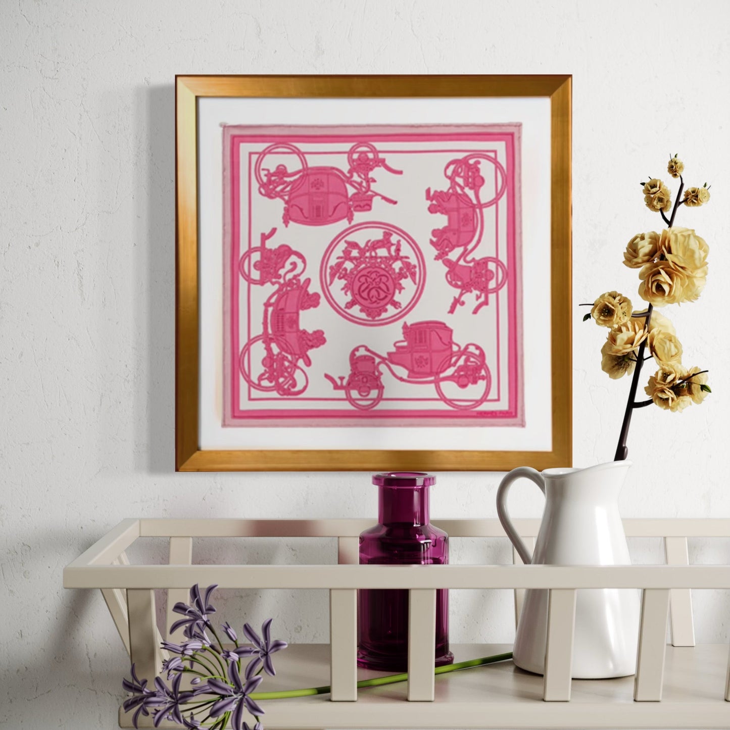 Ex Libris Framed Vintage Silk Scarf 12"