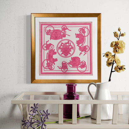 Ex Libris Framed Vintage Silk Scarf 12"