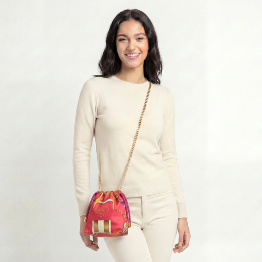 Grand Manege Vintage Scarf Drawstring Crossbody Bag