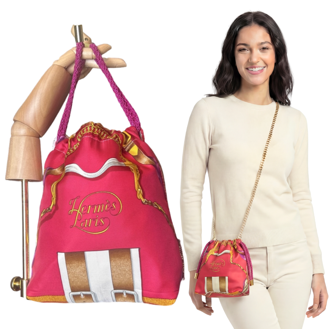 Grand Manege Vintage Scarf Drawstring Crossbody Bag