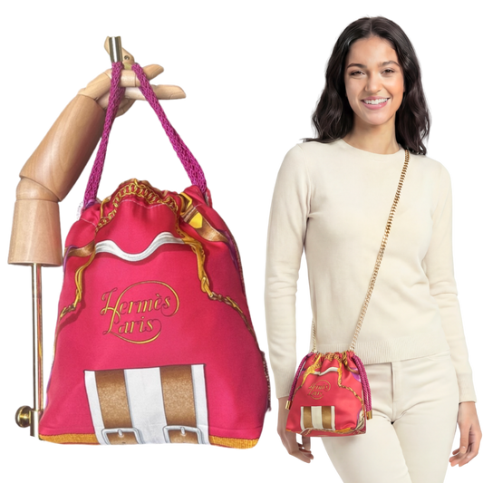 Grand Manege Vintage Scarf Drawstring Crossbody Bag