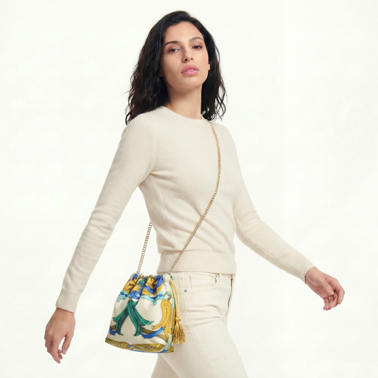 Mors a la Conetable Vintage Scarf Drawstring Crossbody Bag
