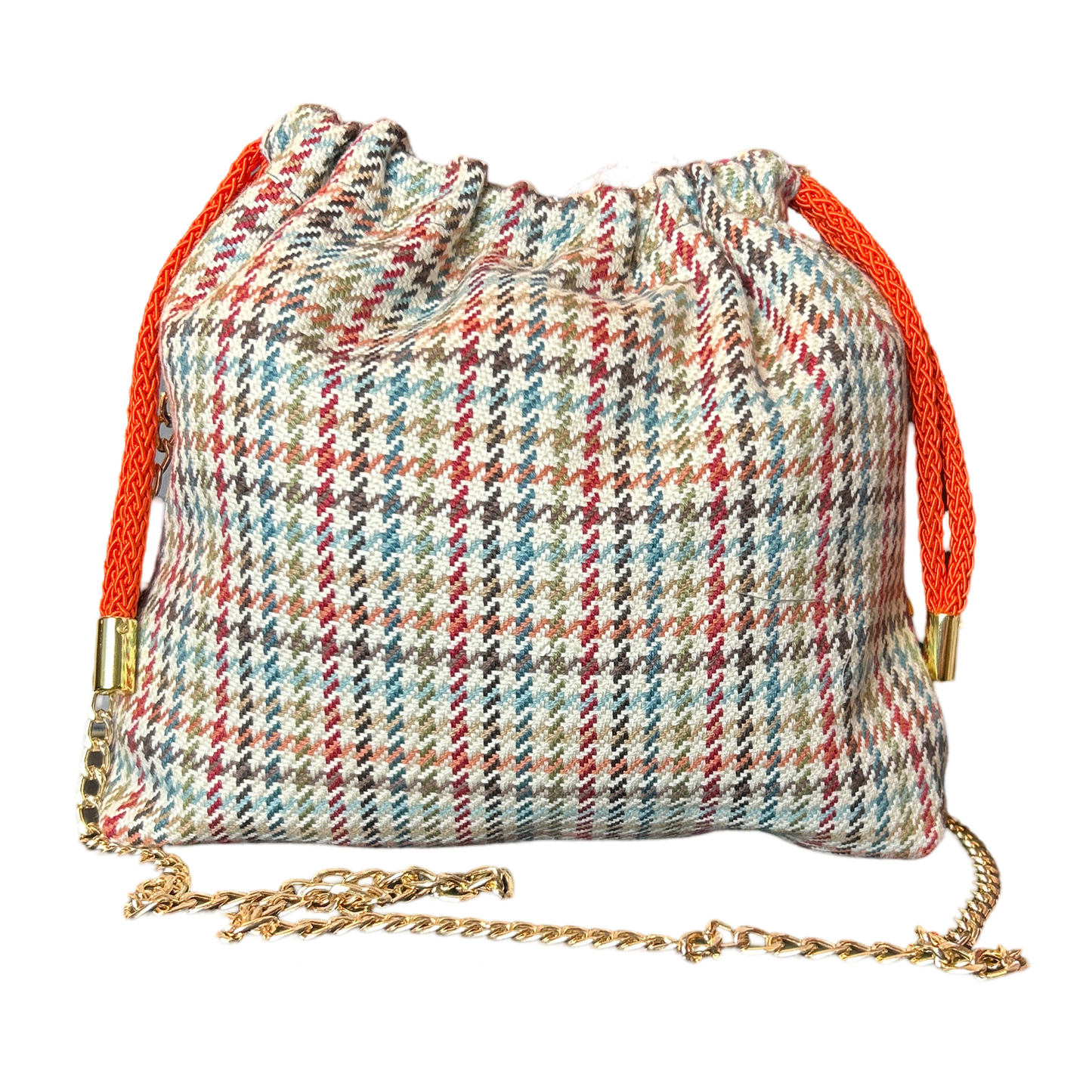 Petites Chevaux Teal Vintage Silk Scarf Drawstring Crossbody Bag