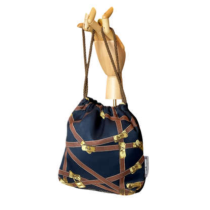 Très Kelly Noir Vintage Silk Scarf Drawstring Crossbody Bag