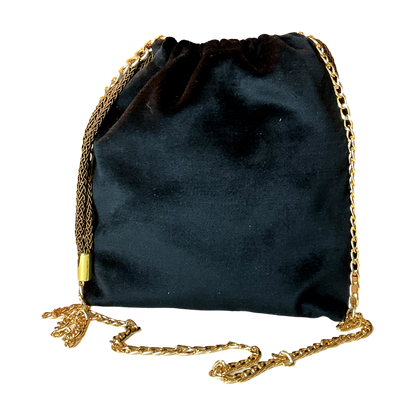 Très Kelly Noir Vintage Silk Scarf Drawstring Crossbody Bag