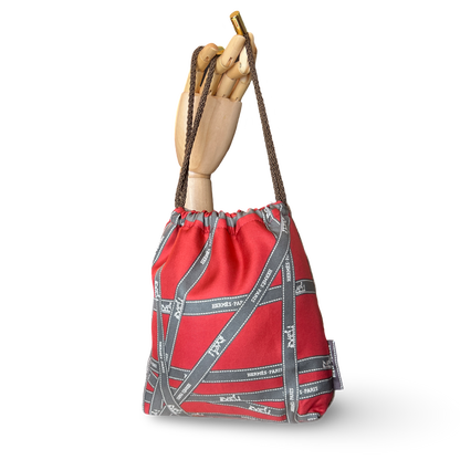 Bolduc Ribbon Bordeaux Vintage Silk Scarf Drawstring Crossbody Bag
