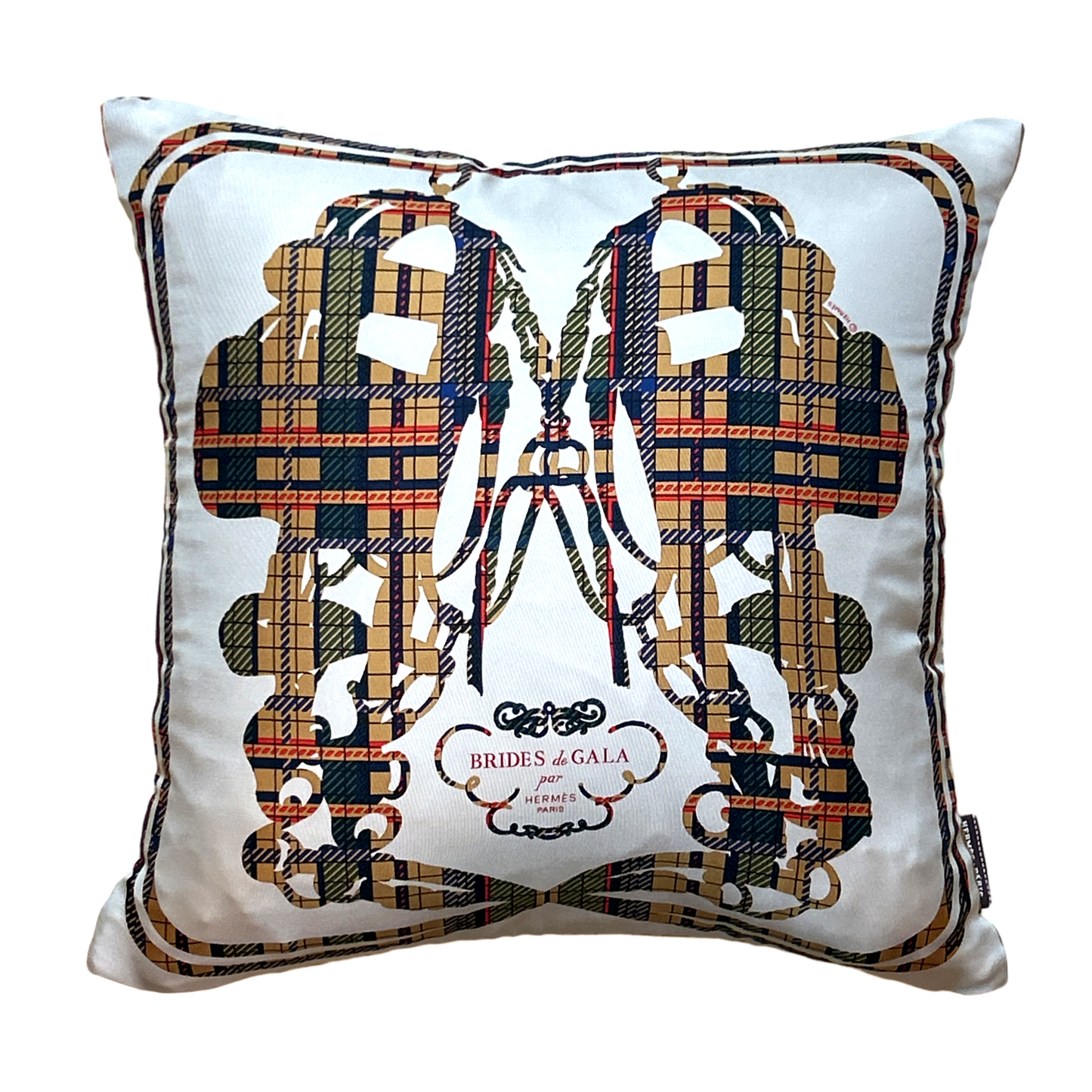 Brides de Gala Tartan Vintage Silk Scarf Pillow 17"