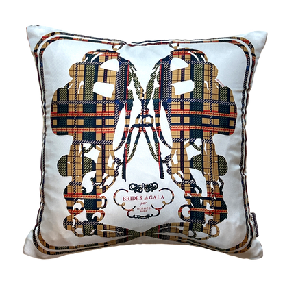 Brides de Gala Tartan Vintage Silk Scarf Pillow 17"