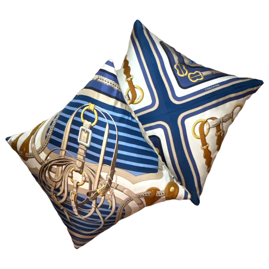 Coaching Vintage Silk Scarf Pillows 24"