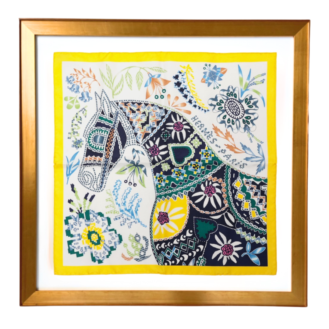 En Attendant Ulysse Framed Vintage Silk Scarf 24"