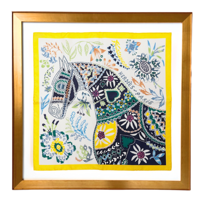 En Attendant Ulysse Framed Vintage Silk Scarf 24"