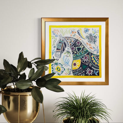 En Attendant Ulysse Framed Vintage Silk Scarf 24"