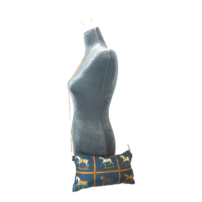 Petites Chevaux Teal Vintage Scarf Crossbody Bag
