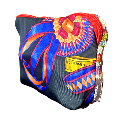 Rubans du Cheval Noir Vintage Silk Scarf Beauty Bag