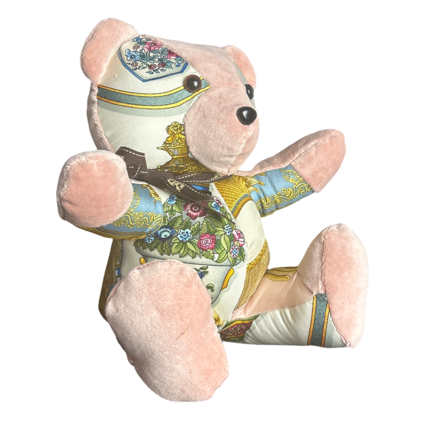 Qu'Importe le Flacon  Vintage Silk Scarf Tender Teddy Bear