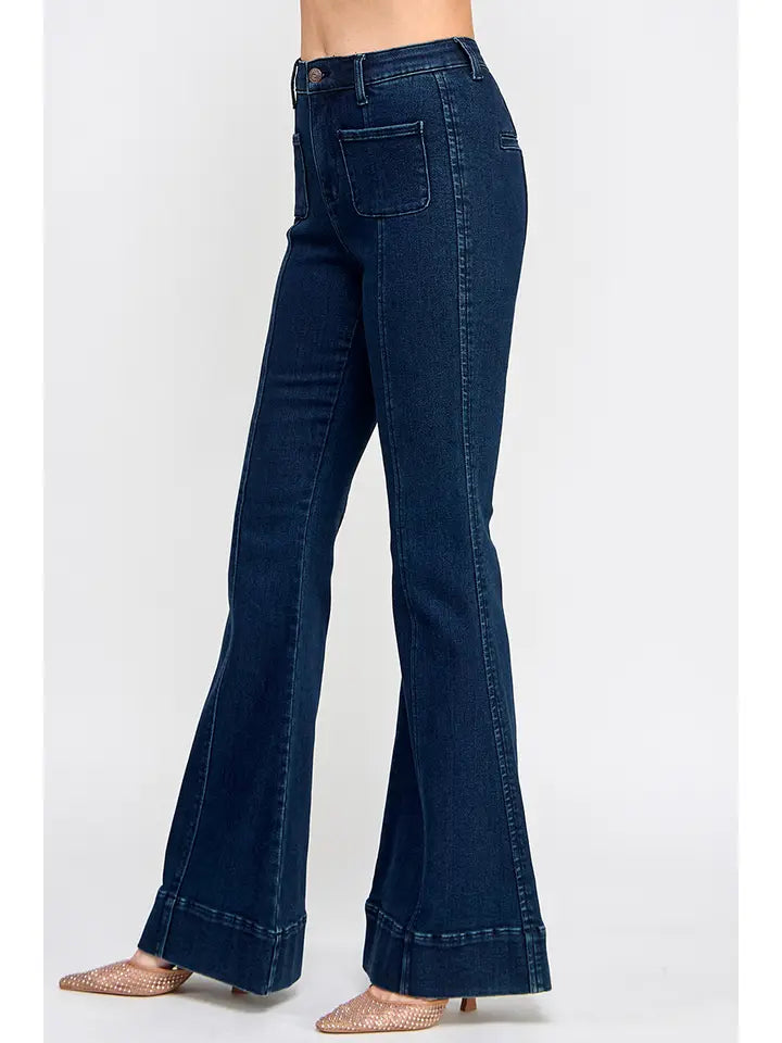 High Rise Boot Cut with Seam Detail & Front Pocket