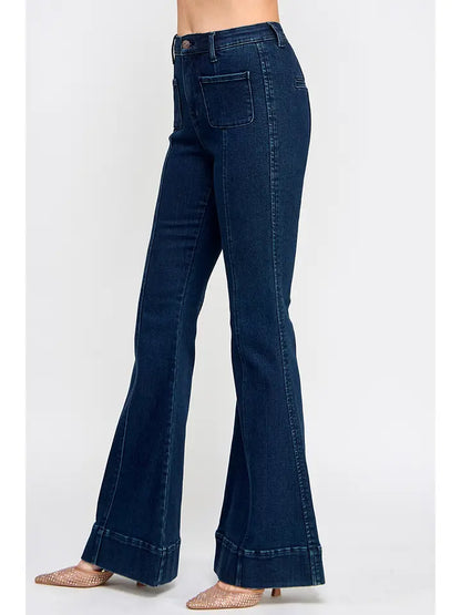 High Rise Boot Cut with Seam Detail & Front Pocket