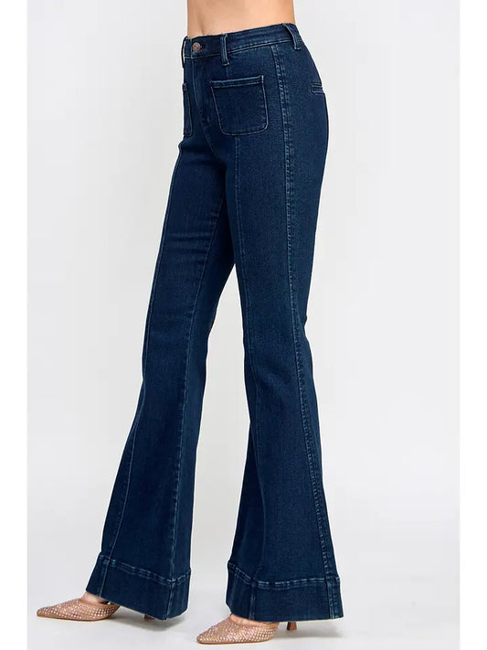High Rise Boot Cut with Seam Detail & Front Pocket