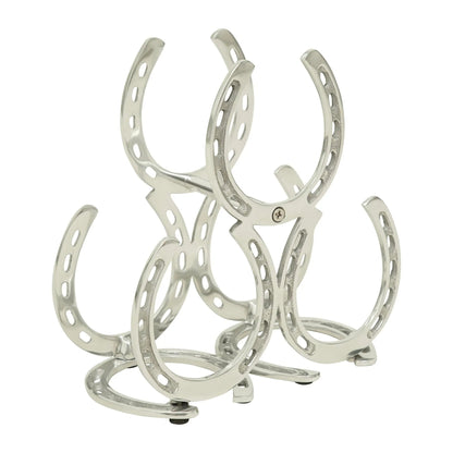 Huntley Horseshoe 3-Bottle Wine Rack, Aluminum Silver Finish