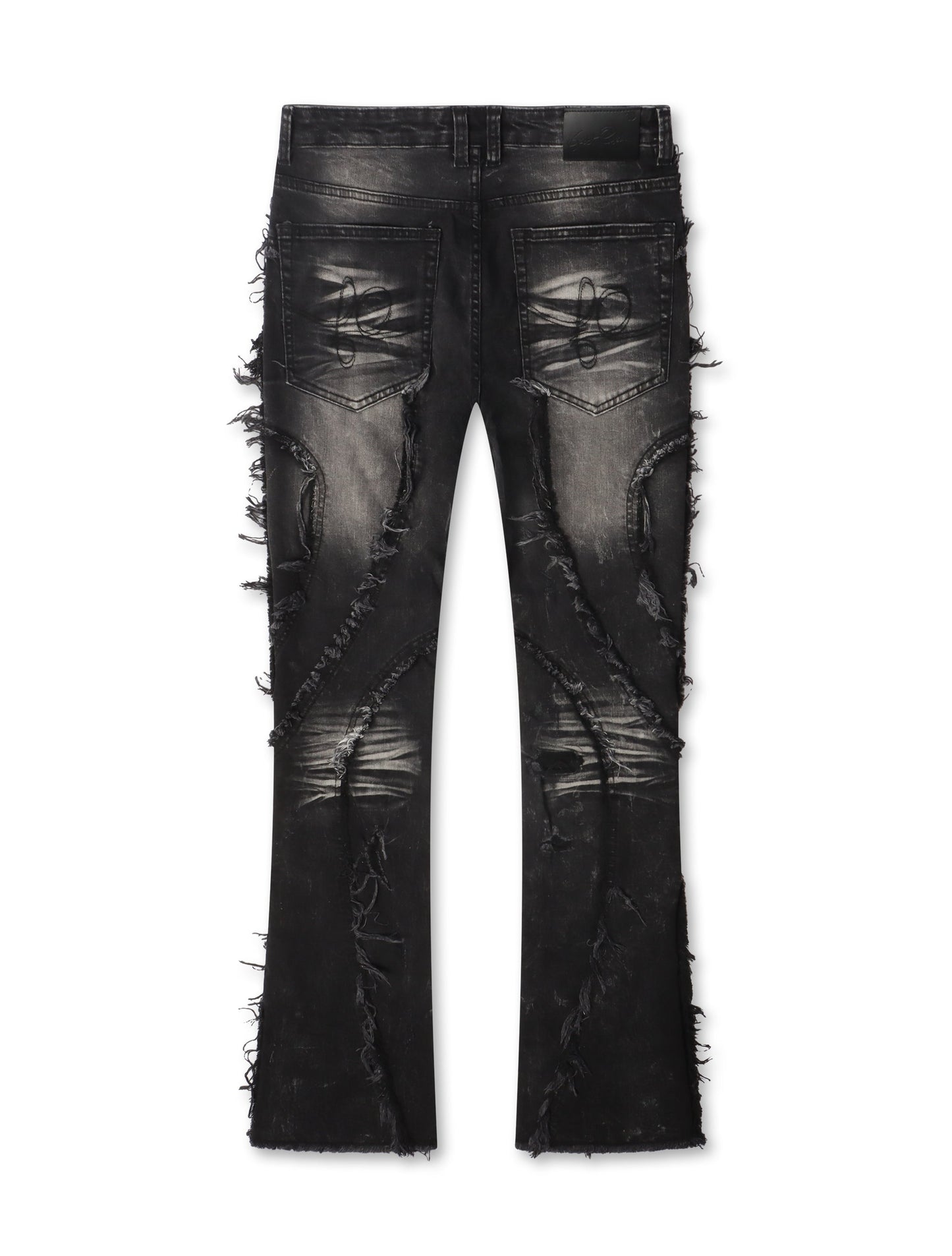 Frost Originals Distressed Rhinestone Stacked Jeans - Black Wash