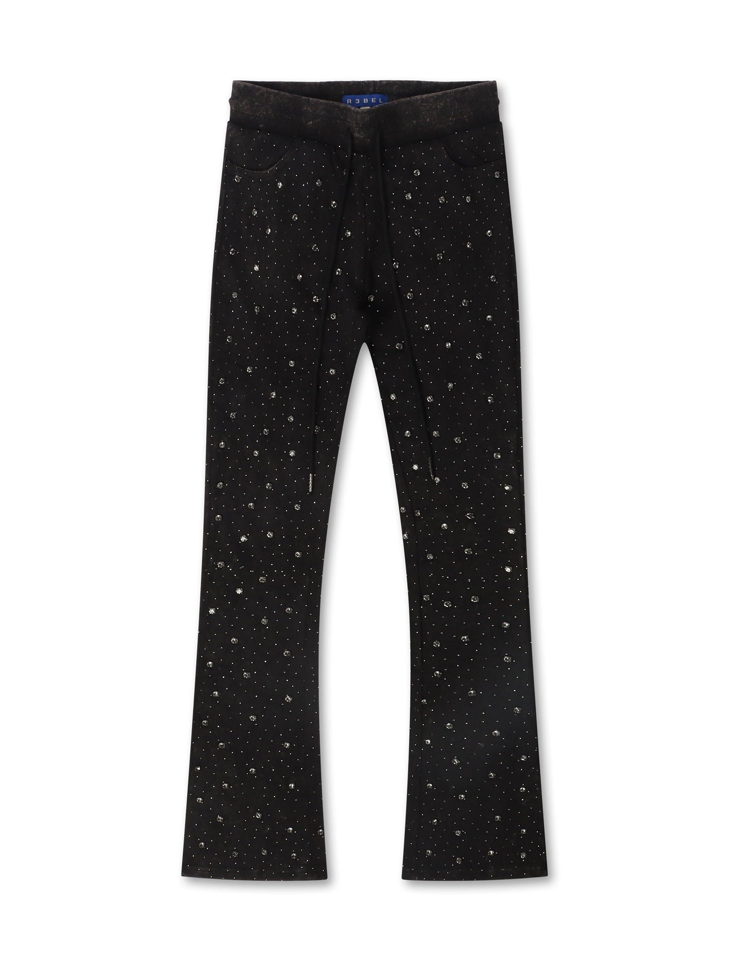 Rebel Denim Diamond Stacked Sweatpants - Ash Black