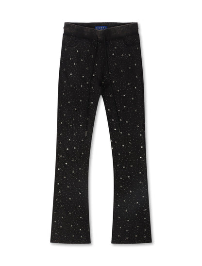 Rebel Denim Diamond Stacked Sweatpants - Ash Black