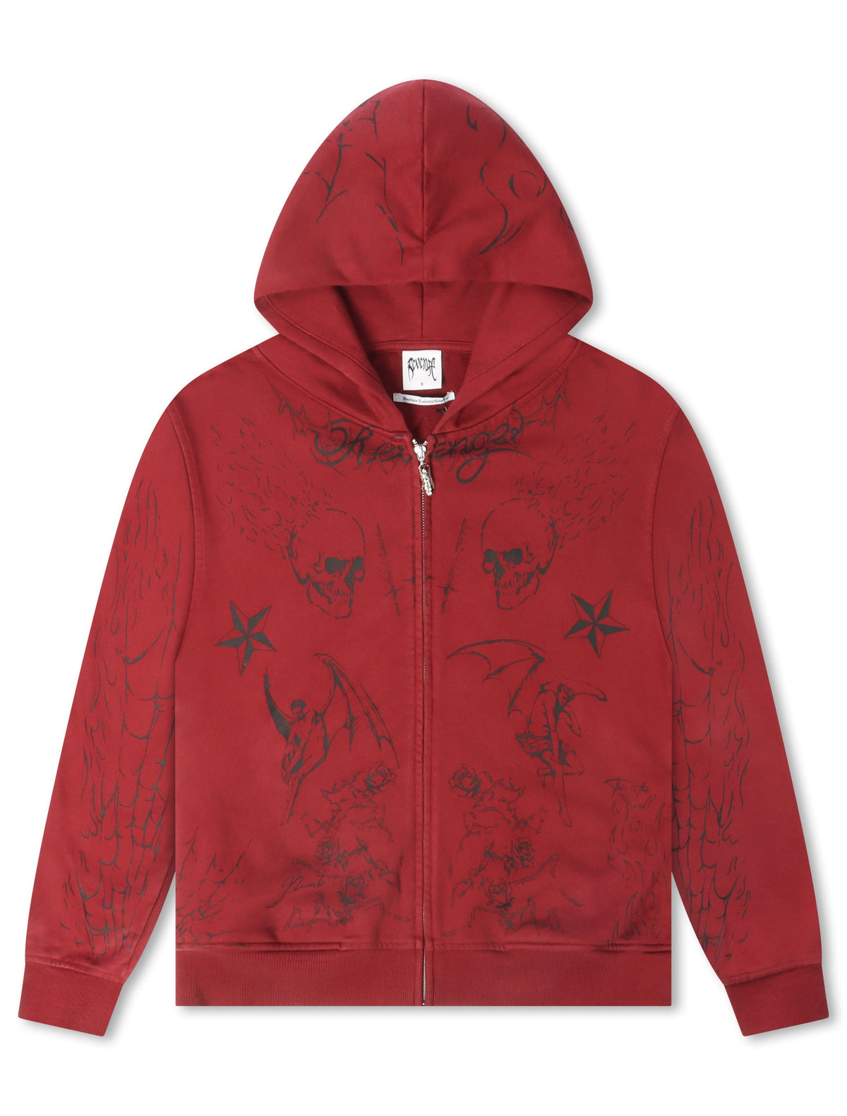 Revenge Tattoo Zip Jacket - Red/Black