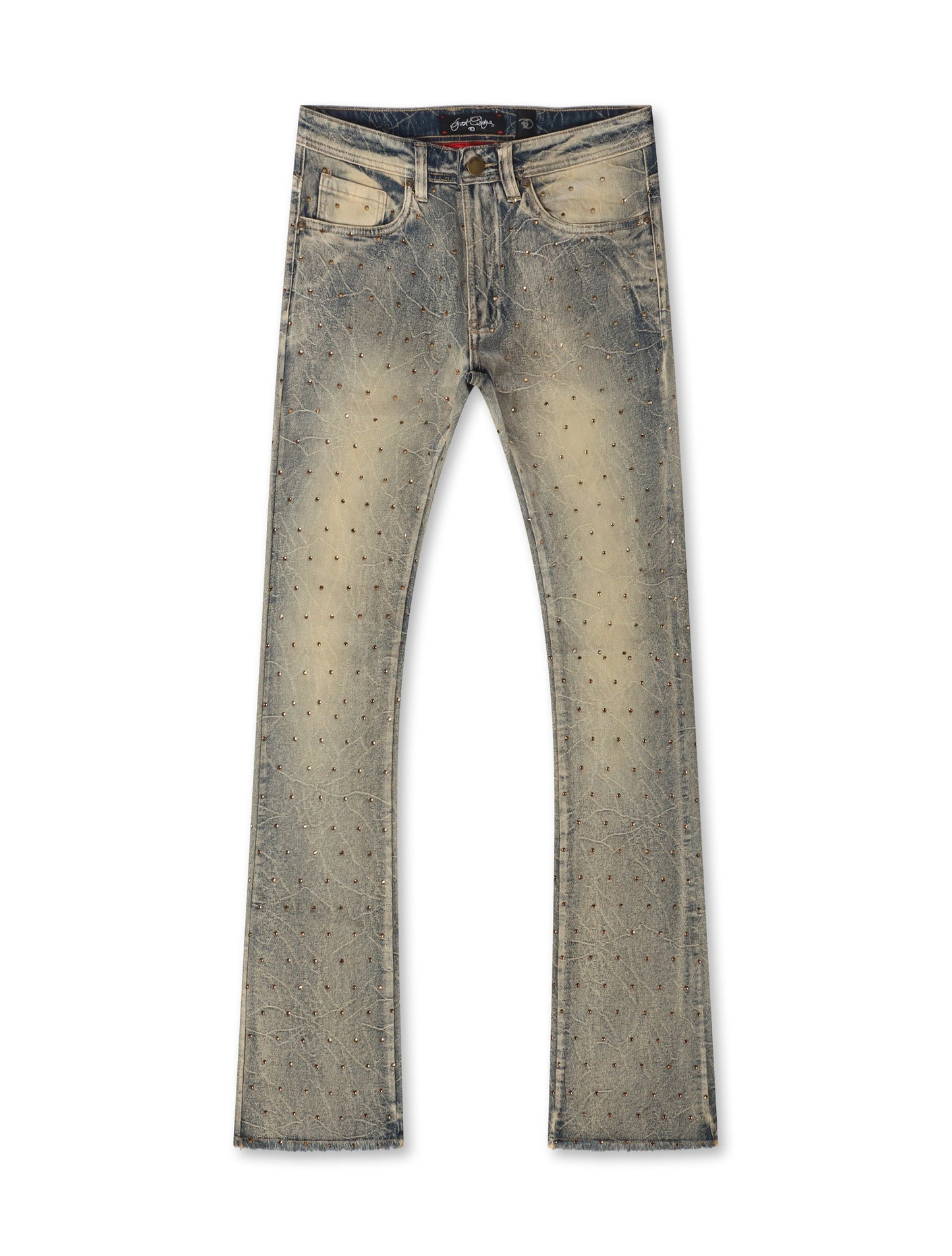 Frost Originals All Over Rhinestone Stacked Jean - Dirt Wash