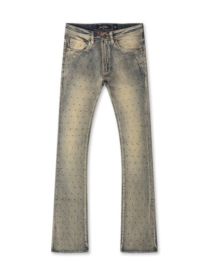Frost Originals All Over Rhinestone Stacked Jean - Dirt Wash