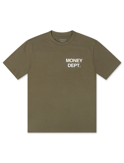 Money Dept. Los Angeles Heavyweight Tee - Light Olive/White