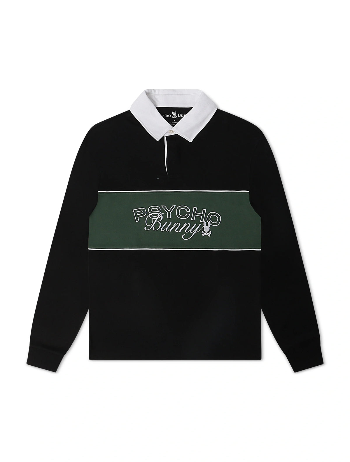Psycho Bunny Kids Enzo Long Sleeve Rugby Tee - Black/Green