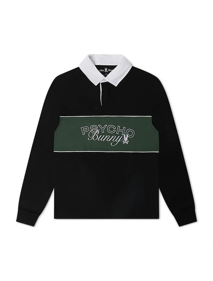Psycho Bunny Kids Enzo Long Sleeve Rugby Tee - Black/Green